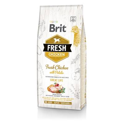 BRIT FRESH - DRY DOG -ADULT - CHICKEN WITH POTATO - GREAT LIFE -12KG