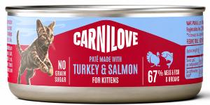 CARNILOVE -CAT CAN - PATE TURKEY & SALMON - KITTENS -100G