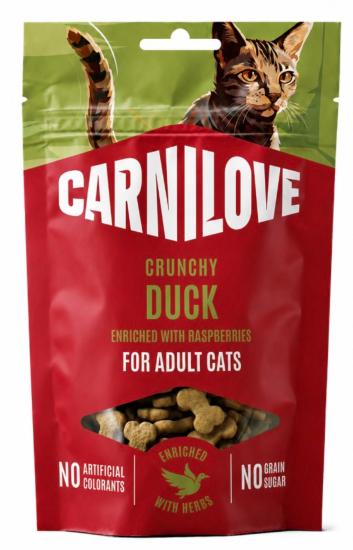 CARNILOVE -CAT CRUNCHY -SNACK DUCK ENRICHED RASPBERRIES -50G