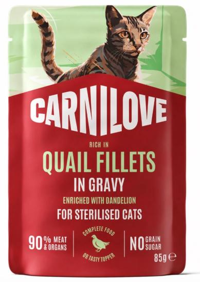 CARNILOVE -CAT POUCH GRAVY -QUAIL ENRICHED WITH DANDELION FOR STERILISED -85G
