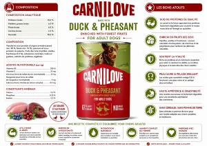 CARNILOVE -DOG CAN - PATE DUCK & PHEASANT - 400G