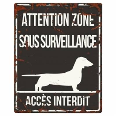 WARNING SIGN SQUARE DACHSHUND F noir