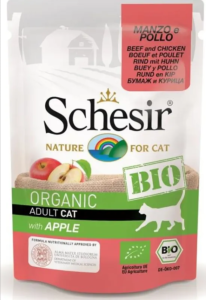 SCHESIR BIO - Sachet fraicheur BIO 85 g - Chat - Bœuf / Poulet / Pomme bio