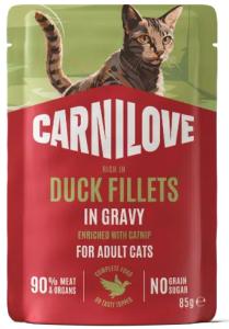 CARNILOVE - CAT POUCH GRAVY - DUCK ENRICHED WITH CATNIP - 85G