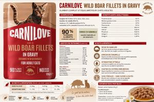 CARNILOVE - CAT POUCH GRAVY - WILD BOAR ENRICHED WITH CHAMOMILE - 85G