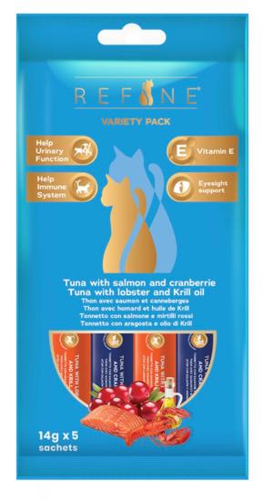 REFINE chat Creamy snack fonctionnel variety pack poisson 5 x 14g
