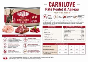 CARNILOVE -CAT CAN - PATE CHICKEN & LAMB - 100G