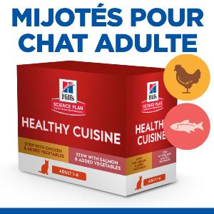 Hill’s SCIENCE PLAN HEALTHY CUISINE Mijoté Chat Adulte Poulet Légumes 12x80g