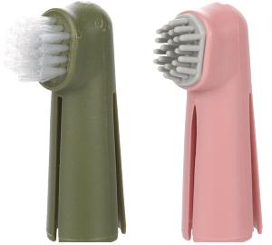 SET BROSSE À DENTS DE DOIGT DENTES ROSE/VERT