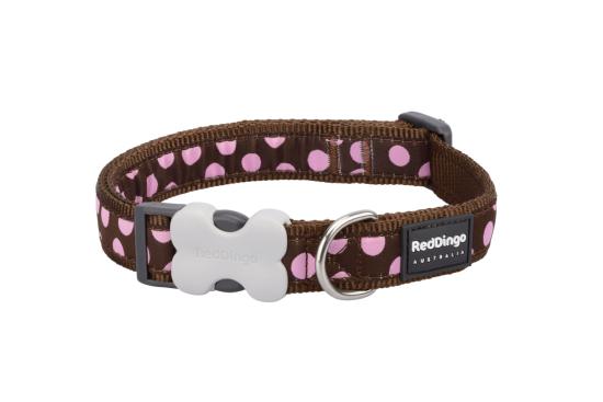 RED DINGO Dog collier Pink Spots on Brown XS 12mm x 20-32cm
