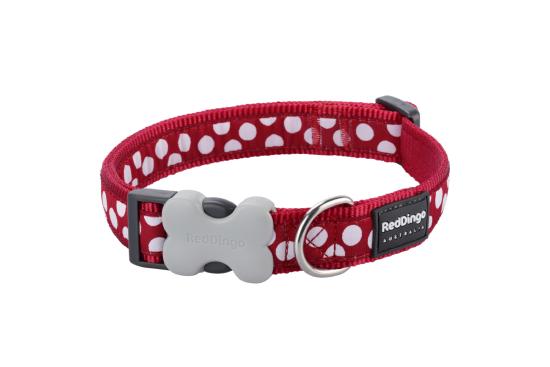 RED DINGO Dog collier Design White Spots on Red L 25mm x 41-63cm