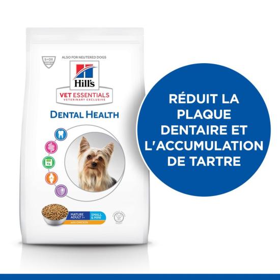 Hill's VET ESSENTIALS Mature Dental Health croquettes pour petit chien âgé au poulet 2kg