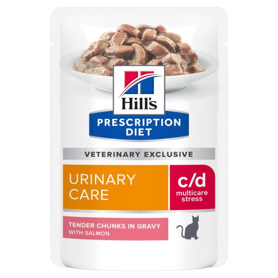 Hill's PRESCRIPTION DIET c/d Urinary Stress Multicare Sachet Repas pour Chat Saumon 12x85g