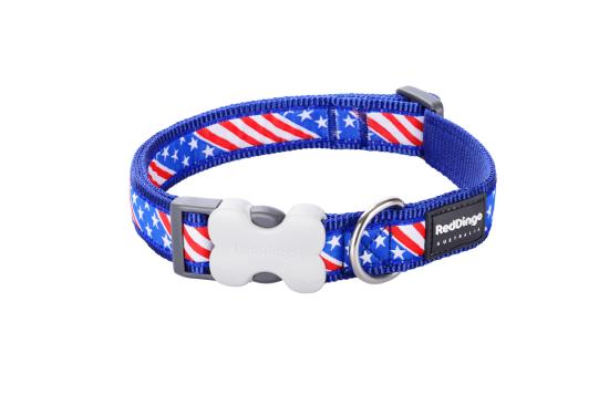 RED DINGO Dog collier Design US Flag L 25mm x 41-63cm