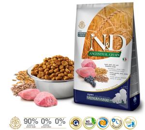 N&D ANCESTRAL GRAIN CHIEN AGNEAU & MYRTILLE CHIOT MEDIUM/MAXI 12 KG