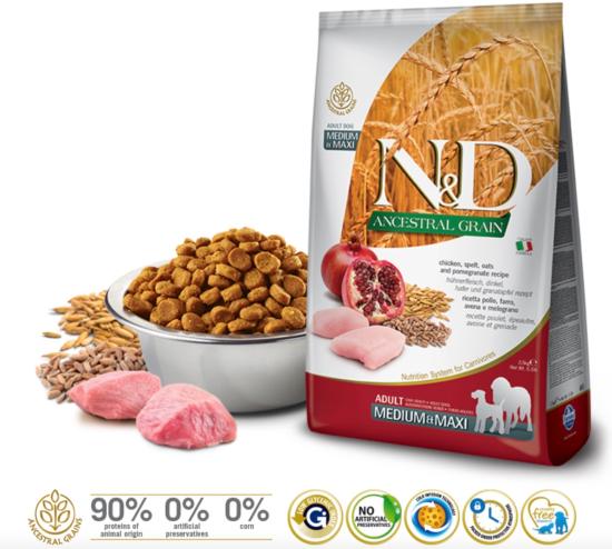 N&D ANCESTRAL POULET & GRENADE CHIEN ADULTE MEDIUM & MAXI 2,5 KG