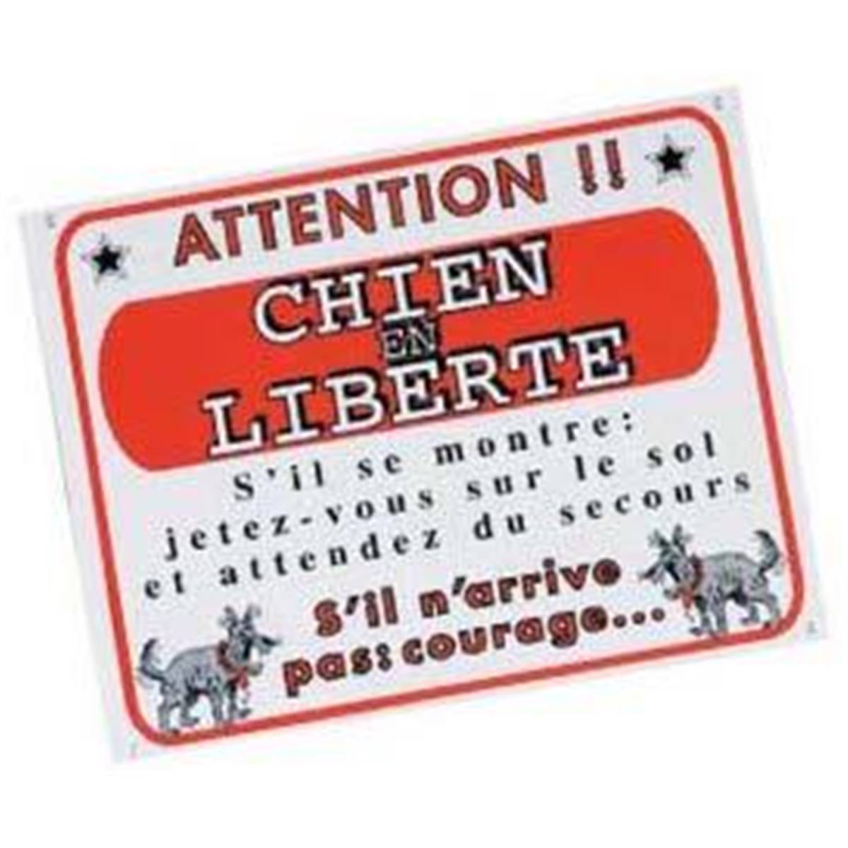 Panneau Signalétique "CHIENS EN LIBERTÉ" Pour Extérieur - En ABS Anti-UV - Blanc - Neuf - Fabriqué En France