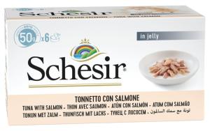 SCHESIR Multipack 6 x 50 g - Chat - en gelée - Thon avec saumon