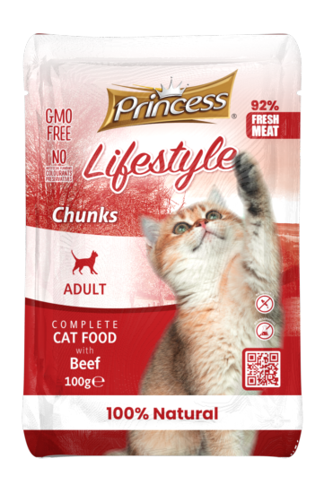 PRINCESSE LIFESTYLE POUCHES CHAT BOEUF 100G