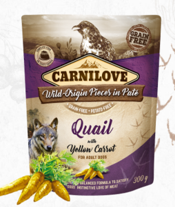 CARNILOVE - DOG POUCH - PATE QUAIL WITH YELLOW CARROT - 300G