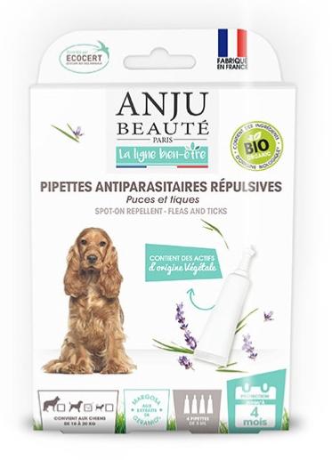 ANJU PIPETTE ANTIPARASITAIRE REPULSIVE CHIEN 10KG A 20KG BIO X4