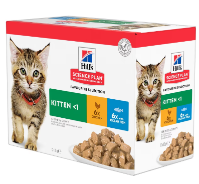  Hill's Science Plan Kitten multipack 12 sachets repas au Poulet et Poisson