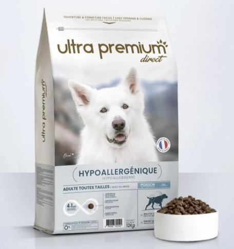 ULTRA PREMIUM CHIEN ADUTE TOUTES TAILLES - HYPOALLERGENIQUE POISSON 12 KG