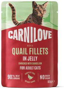 CARNILOVE - CAT POUCH JELLY - QUAIL ENRICHED WITH DANDELION - 85G