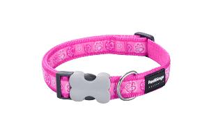 RED DINGO Dog collier Design Paw Impressions Hot Pink S 15mm x 24-36cm