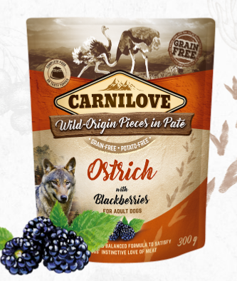 CARNILOVE - DOG POUCH - PATE OSTRICH WITH BLACKBERRIES - 300G