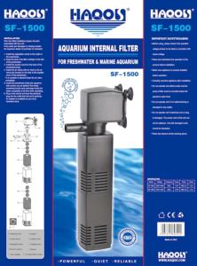 SF1500: Filtration interne 1390L/H jusqu'à 250 litres