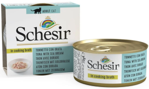 SCHESIR boite 70 g - Chat - dans le bouillon de cuisson - Thon avec daurade