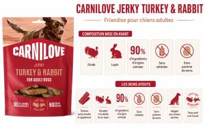 CARNILOVE -DOG JERKY - TURKEY & RABBIT -100G