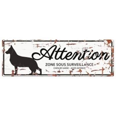 WARNING SIGN GERMAN SHEPHERD F blanc