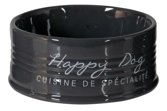 MANGEOIRE CERAMIQUE STONE HAPPY DOG Ø18,5cm ANTHRACITE