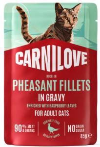 CARNILOVE -CAT POUCH GRAVY -PHEASANT ENRICHED WITH RASPBERRY LEAVES -85G
