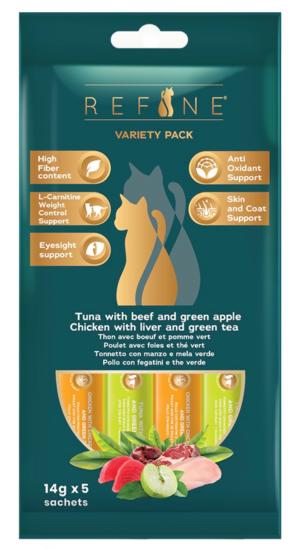 REFINE chat Creamy snack fonctionnel variety pack poisson et viande 5 x 14g
