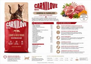 CARNILOVE ACTIVE CAT DRY -LAMB & WILD BOAR - STERILISED ADULT ALL BREEDS -2KG
