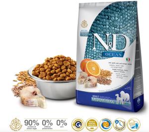 N&D OCEAN MORUE, EPEAUTRE, AVOINE & ORANGE CHIEN ADULTE MED/MAXI 2,5 KG