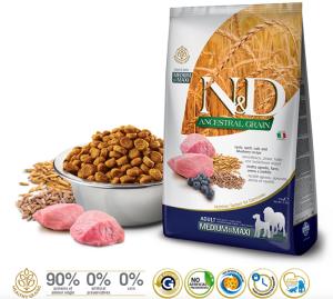 N&D ANCESTRAL GRAIN CHIEN AGNEAU & MYRTILLE ADULTE MEDIUM & MAXI 2,5 KG
