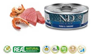 N&D CHAT OCEAN BONITE & CREVETTE 80 GR