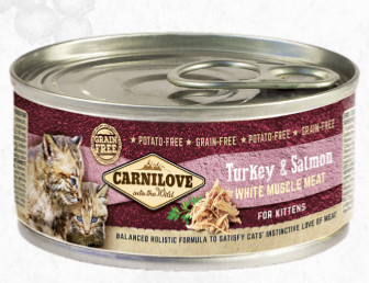 CARNILOVE - CAT CAN - TURKEY & SALMON FOR KITTENS - 100G 