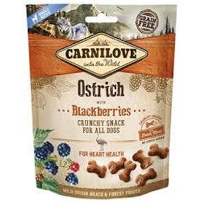 CARNILOVE - SNACK DOG - CRUNCHY OSTRICH WITH BLACKBERRIES WITH FRESH MEAT - 200G