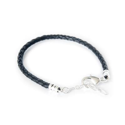 BRACELET FEMME CUIR NOIR 18,5cm