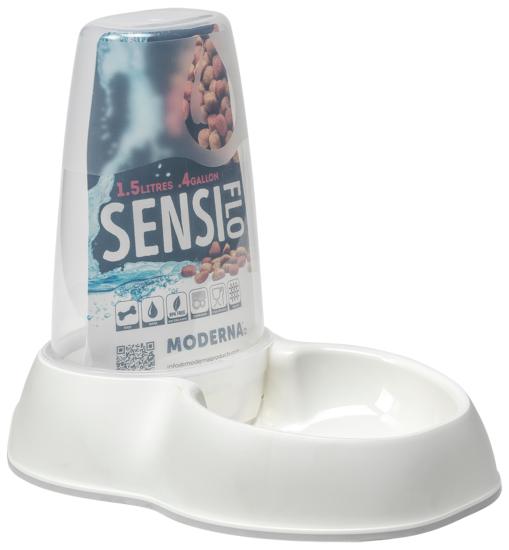 Duo abreuvoir/mangeoire SENSIFLO 1,5L BLANC