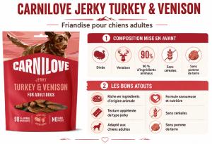 CARNILOVE -DOG JERKY - TURKEY & VENISON -100G