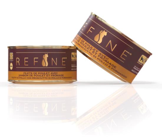 REFINE chat Sterilisé bte 85g filets de poulet avec jambon de poulet et fromage