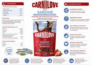 CARNILOVE -CAT SOFT - SNACK SARDINE ENRICHED STRAWBERRY -50G
