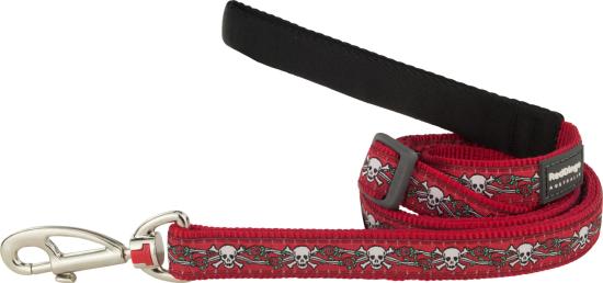 RED DINGO Dog laisse Design Skull & Roses Red S 15mm x 1.8m