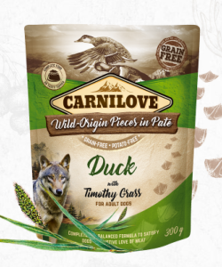 CARNILOVE - DOG POUCH - PATE DUCK WITH TIMOTHY GRASS - 300G